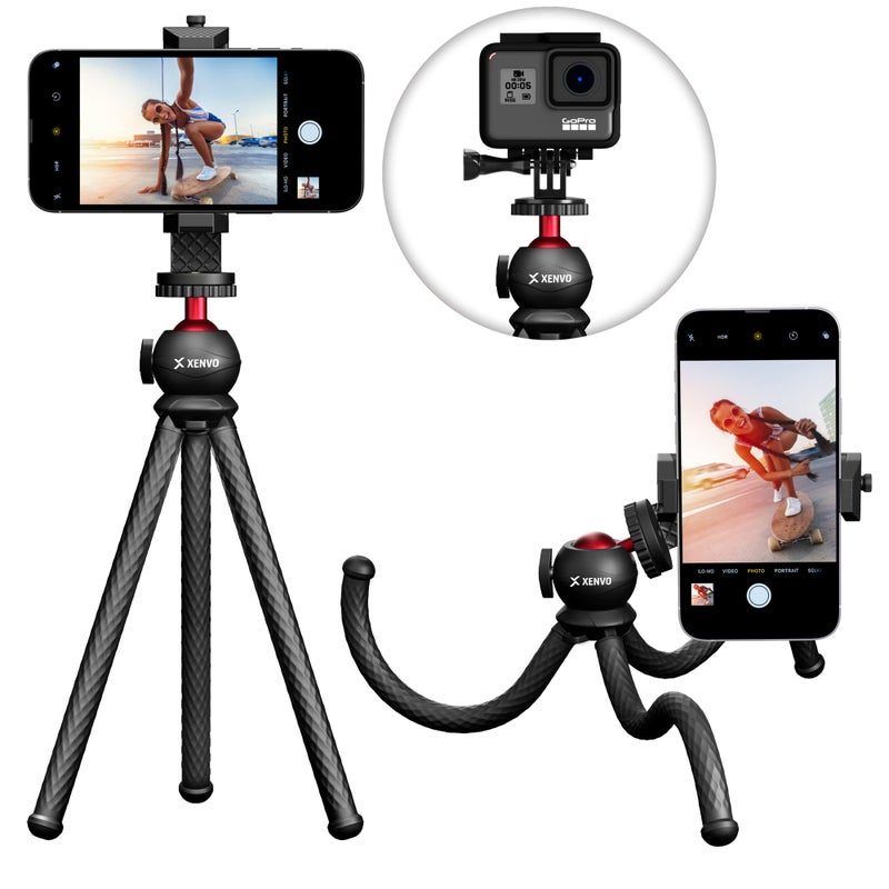 Xenvo SquidGrip Flexible Cell Phone Tripod and Portable Action Camera Holder - Compatible with iPhone, GoPro, Android, Samsung, Google Pixel and All Mobile Phones Red - Image 1