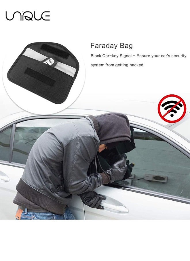 Unique - 2 Pack Faraday Bags for Car Keys and Cell Phone, Signal Blocking Key Pouch Wallet, Anti Theft Car Protection, Cell Phone Signal Jammer WiFi/GSM/LTE/NFC/RFID, Blocker - Image 1