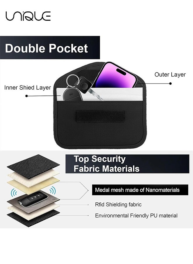 Unique - 2 Pack Faraday Bags for Car Keys and Cell Phone, Signal Blocking Key Pouch Wallet, Anti Theft Car Protection, Cell Phone Signal Jammer WiFi/GSM/LTE/NFC/RFID, Blocker - Image 1