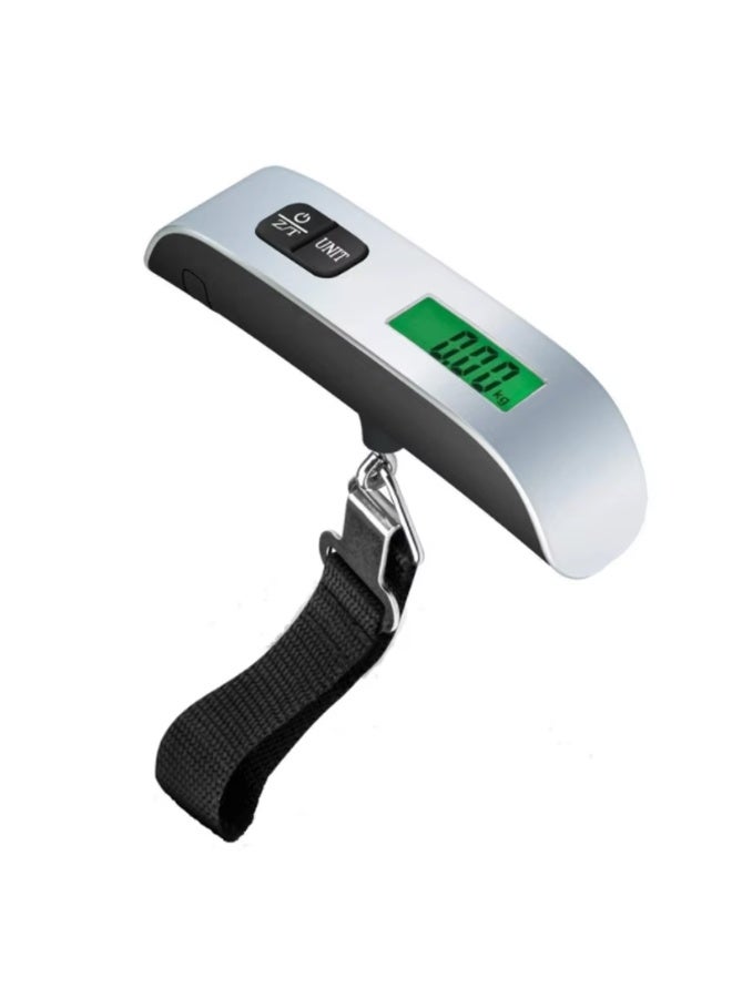 ميزان رقمي محمول للتعليق بسعة 50 كجم، ميزان متعدد الاستخدامات للأمتعة والصيد والطرود والاستخدام المنزلي، تصميم بحزام، صغير ودقيق، يشمل بطاريات