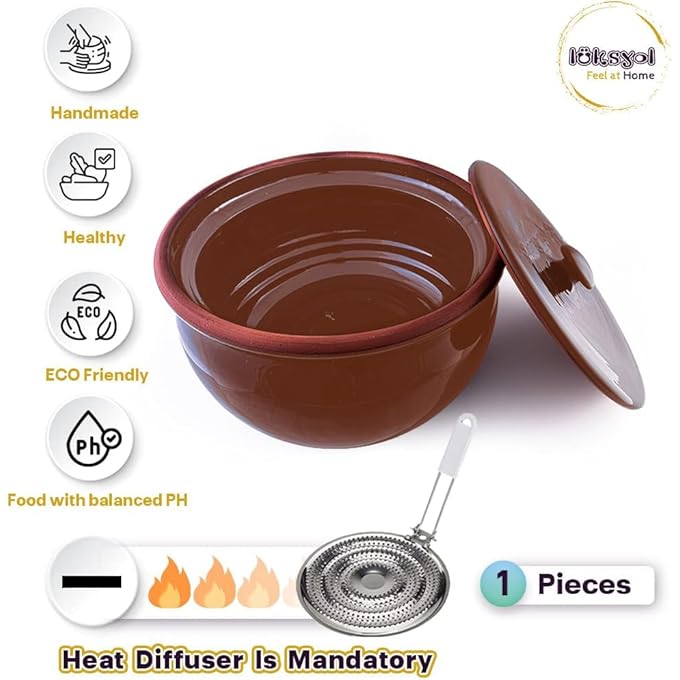 rayihni Clay Pot For Cooking Large Pot Big Pots Handmade Cookware Cooking With Lid Terracotta Casserole Brown Dutch Oven 12 X 63 Inches 3264 Brown - Image 3