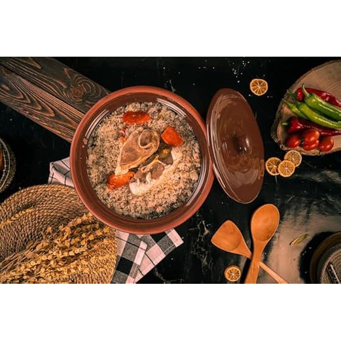 rayihni Clay Pot For Cooking Large Pot Big Pots Handmade Cookware Cooking With Lid Terracotta Casserole Brown Dutch Oven 12 X 63 Inches 3264 Brown - Image 1