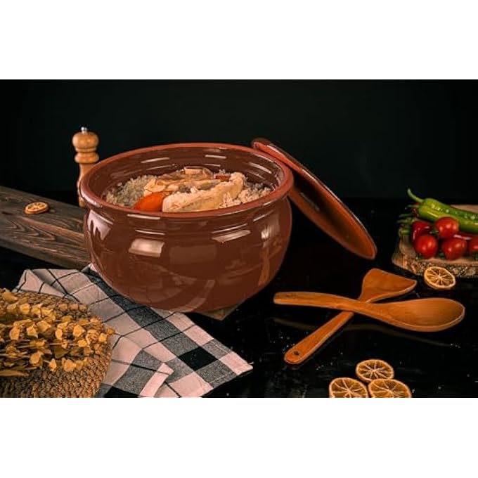 rayihni Clay Pot For Cooking Large Pot Big Pots Handmade Cookware Cooking With Lid Terracotta Casserole Brown Dutch Oven 12 X 63 Inches 3264 Brown - Image 2