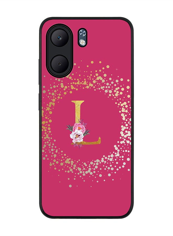 Stylizedd For Oppo A5x 5G / A5x 4G Case,Slim fit Camera Protection, Shockproof Thin Phone cover  - Custom Monogram Floral - L ( Deep Pink )