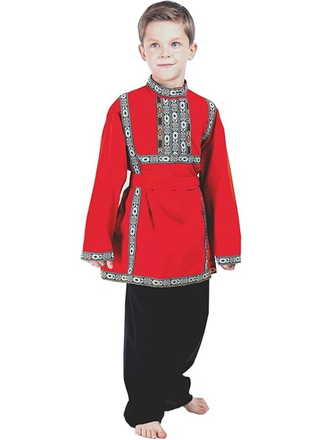 VALADA Russian Heritage Boys Costume dress Traditional Outfit wear, Red 9-12