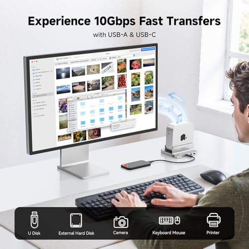 Minisopuru MINI218B MAX Mac mini M4 Dock with 4K@60 HDMI, 8TB M.2 NVMe SSD Enclosure,10Gbps USB C/A Mac mini M4 Hub, TF& SD, 2X USB A 2.0, Audio, Aluminum Vertical Stand for Mac mini M4/M4 Pro 2024 - Image 5
