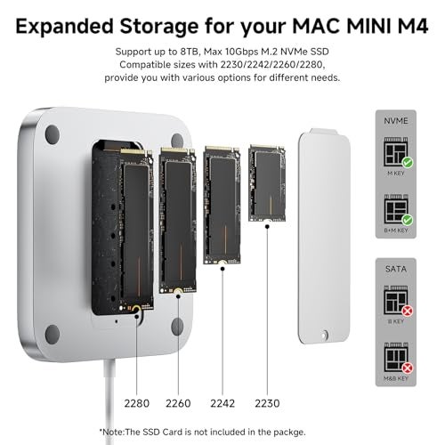 Minisopuru MINI218B MAX Mac mini M4 Dock with 4K@60 HDMI, 8TB M.2 NVMe SSD Enclosure,10Gbps USB C/A Mac mini M4 Hub, TF& SD, 2X USB A 2.0, Audio, Aluminum Vertical Stand for Mac mini M4/M4 Pro 2024 - Image 2