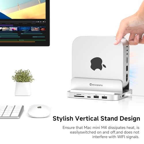 Minisopuru MINI218B MAX Mac mini M4 Dock with 4K@60 HDMI, 8TB M.2 NVMe SSD Enclosure,10Gbps USB C/A Mac mini M4 Hub, TF& SD, 2X USB A 2.0, Audio, Aluminum Vertical Stand for Mac mini M4/M4 Pro 2024 - Image 4