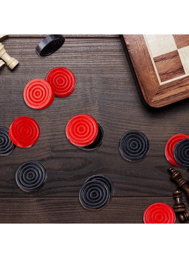 Skylety 72 Pieces Wooden Checkers Pieces 1.06 Inch Checkers Board Game Pieces Stackable Ridge in Drawstring Storage Pouch for Backgammon Game, Red and Black  - Image 5
