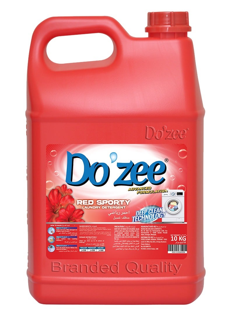 Do'zee Red Sporty Liquid Laundry Detergent, 10 Liters - Image 1