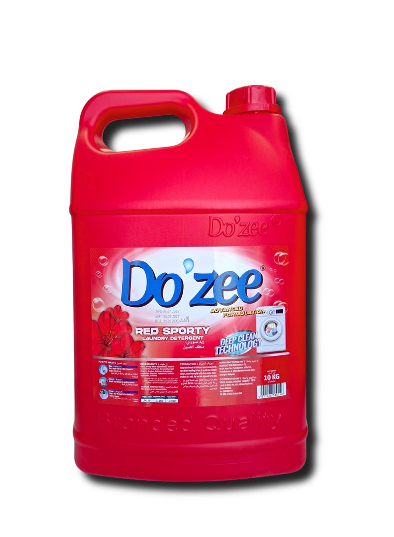 Do'zee Red Sporty Liquid Laundry Detergent, 10 Liters - Image 3