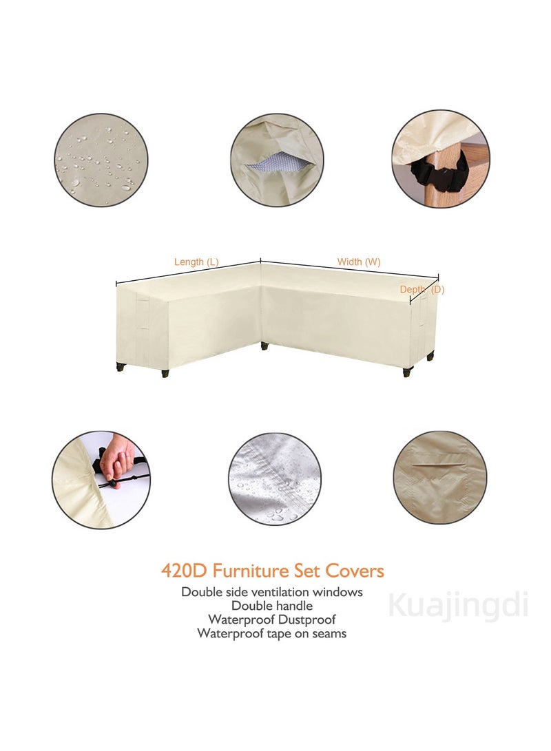 Kuajingdi Indoor and outdoor patio living room Corner sofa furniture cover, dustproof windproof waterproof 420D oxford fabric protective equipment  - Image 2