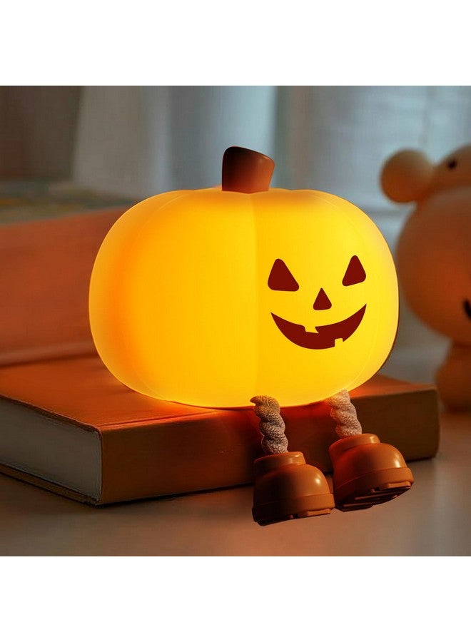 Gefaxi Pumpkin Night Light for Kids Cute Jack O Lantern Halloween Decor Nightlight for Baby Nursery Toddler Squishy Pumpkin Lights Cordless Rechargeable Dimmable Silicone Bedside Lamp Halloween Gifts - Image 1