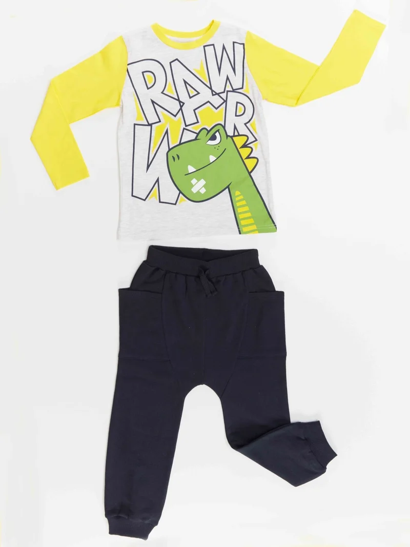 Denokids Rawr Dino Boy T-Shirt Pants Set