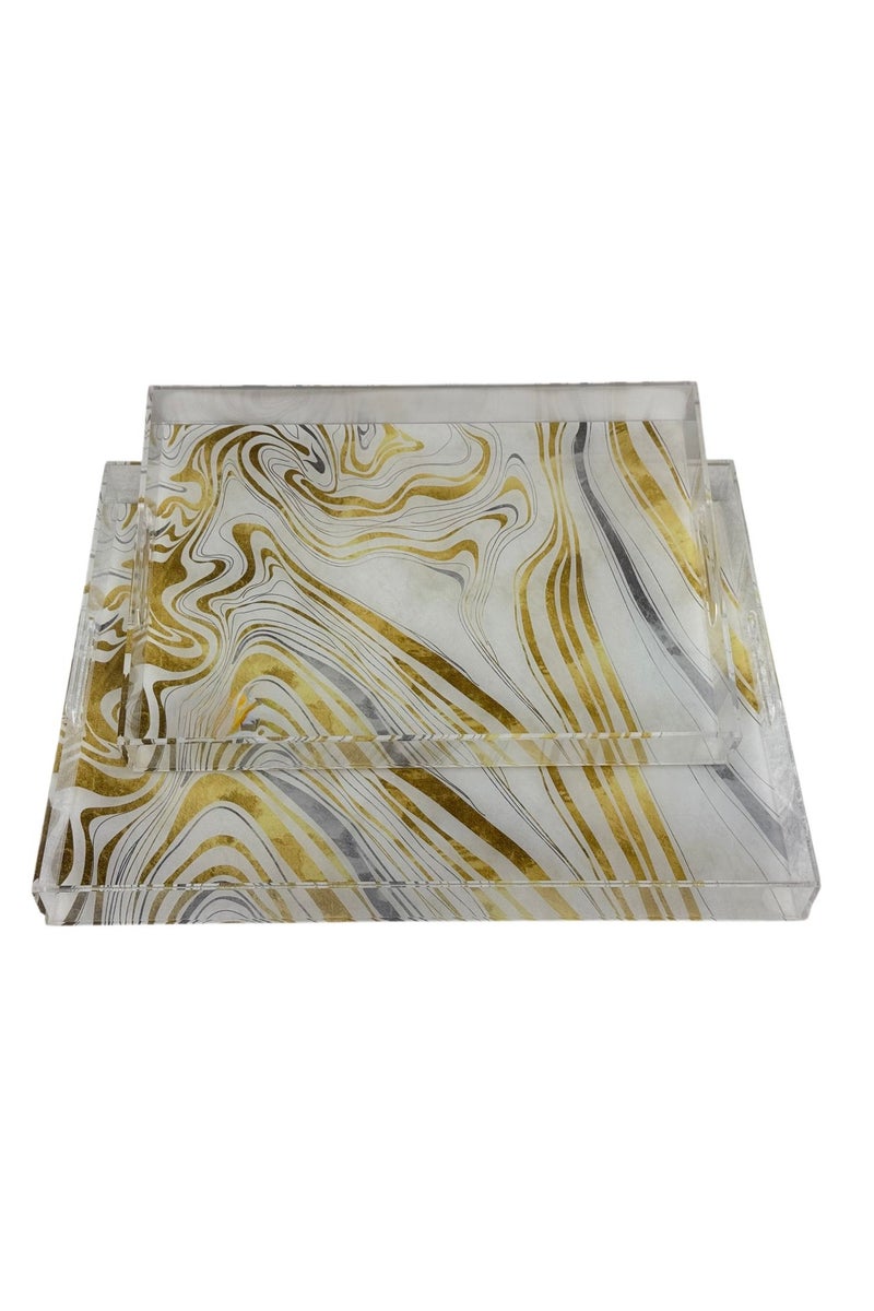 AFAQ Acrylic Serving Tray Set of 2 - Image 2