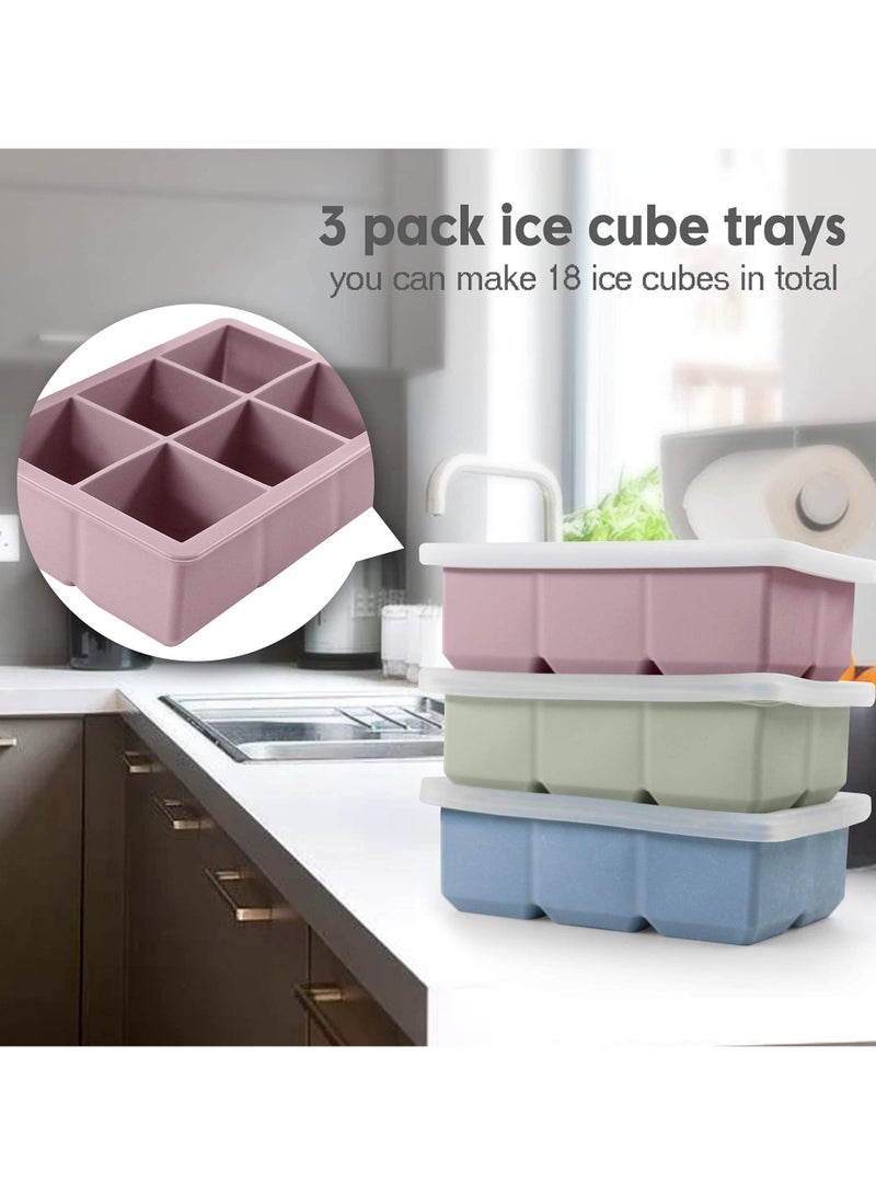 ميكسد مجموعة قوالب مكعبات ثلج باغطية قابلة للفصل من السيليكون من 3 قابلة لاعادة الاستخدام وخالية من BPA للمشروبات والكوكتيل، امنة ومرنة وقابلة للتكديس وكبيرة الحجم - Image 4