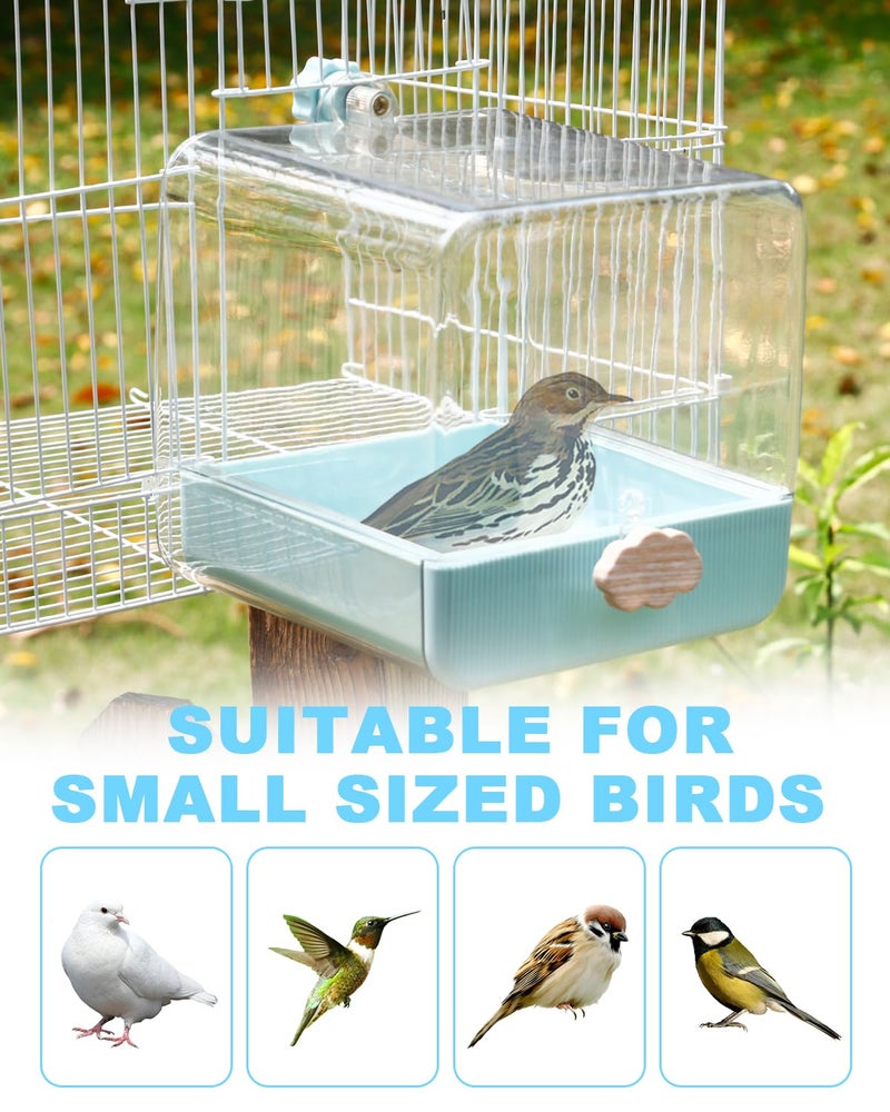 KINFAVOU Hanging Bird Bath for Cage, 3 in 1 Multifunction Bird Bath/Bowl/House, Bird Cage Accessories Suitable for Small to Medium Birds Parakeet, African Grey, Conure, Cockatiel(6.8X6.8X6.8 inch Turquoise) - Image 4