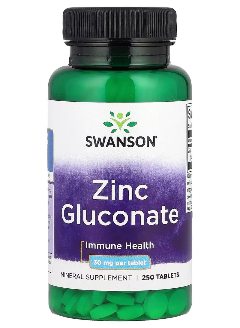 Swanson, Zinc Gluconate, 30 mg, 250 Tablets