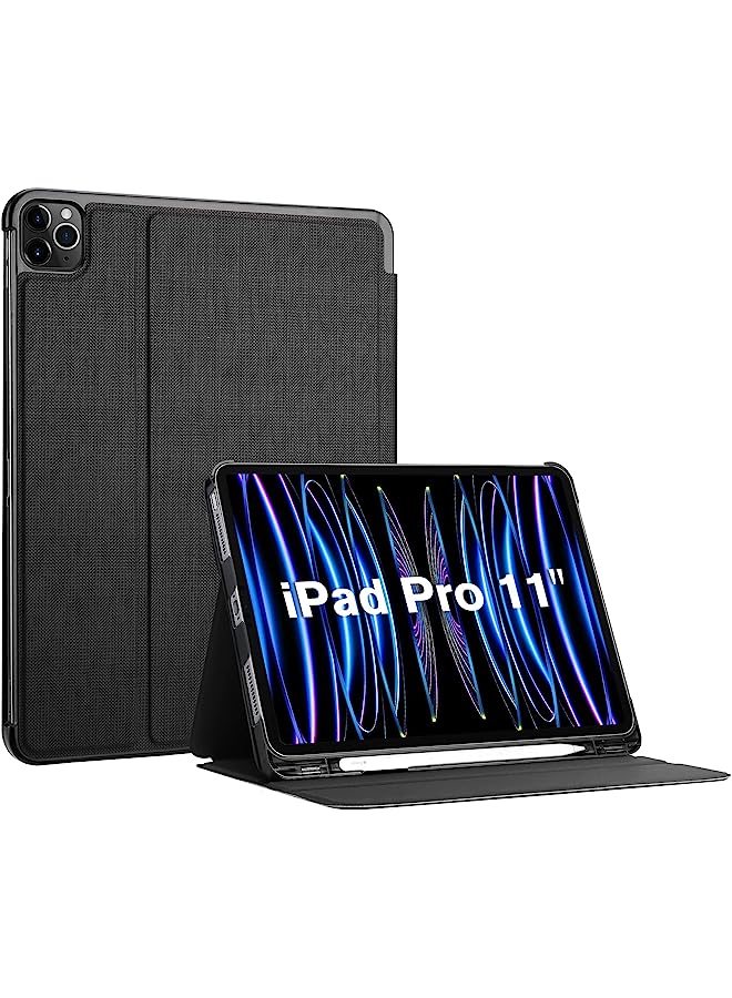 Ipad Pro 11 Inch Case 2022 2020 2018, Slim Stand Protective Folio Case Smart Cover For Ipad Pro 11" 4Th 2Nd 1St Generation -Black