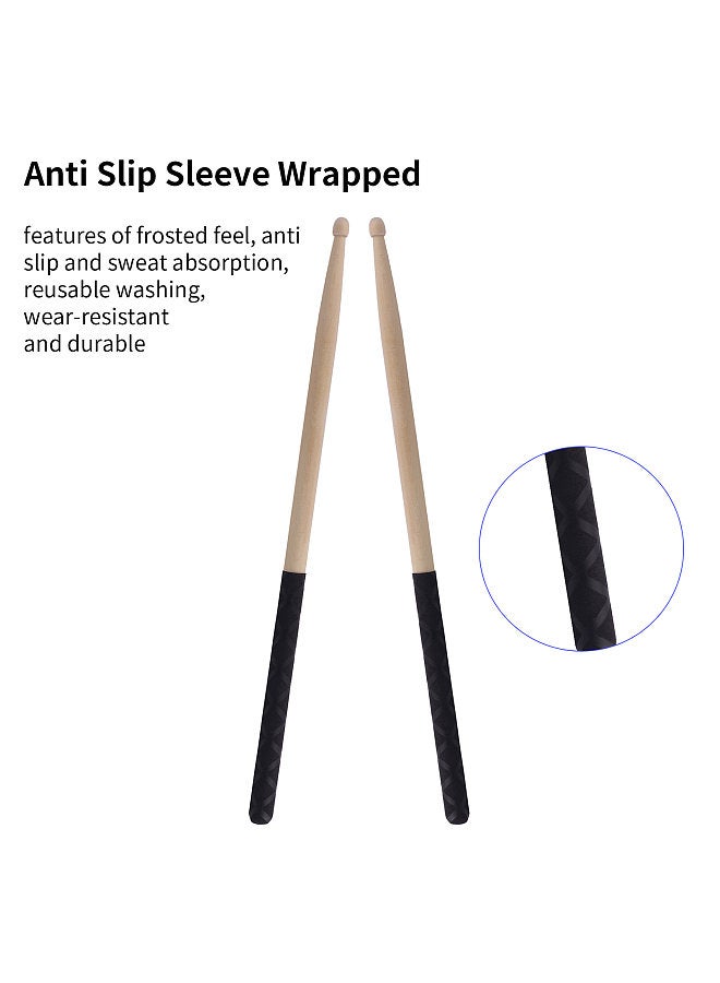 Generic 1-Pair Drumstick 5A  Anti Slip Drumstick Antiskid Drum Sticks Maple Wood Drumsticks Triangular Tip with Non-Slip Wrapped Handle Musical Instrument Drum Set Accessories  - Image 2