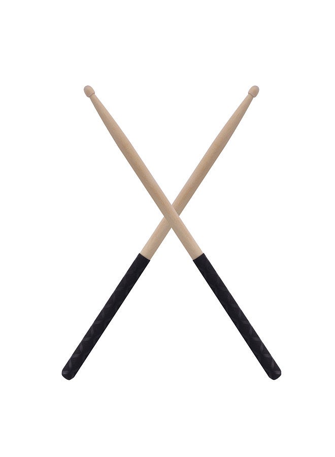 Generic 1-Pair Drumstick 5A  Anti Slip Drumstick Antiskid Drum Sticks Maple Wood Drumsticks Triangular Tip with Non-Slip Wrapped Handle Musical Instrument Drum Set Accessories  - Image 1