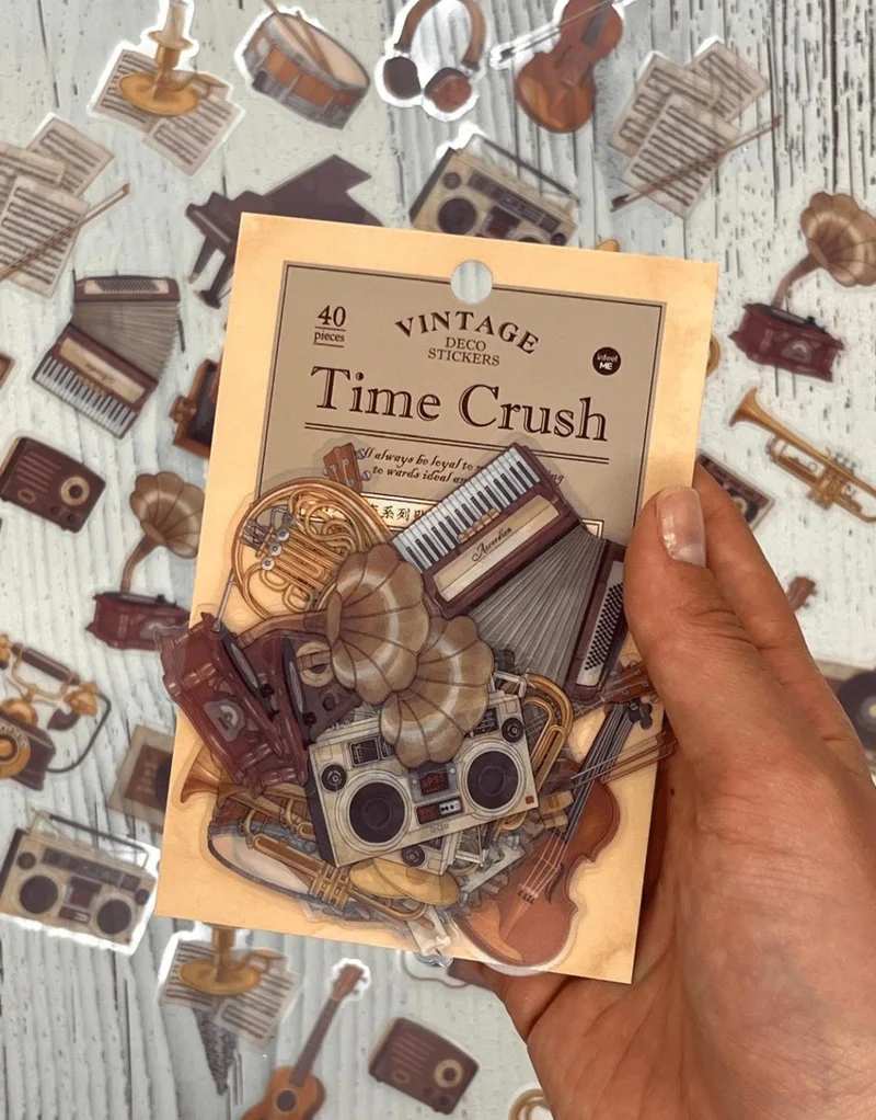 كاغيت جيمي دوكان Vintage Time Crush Series Musical Instruments 40 Pieces Transparent Pet Sticker / Waterproof / Bullet Journal
