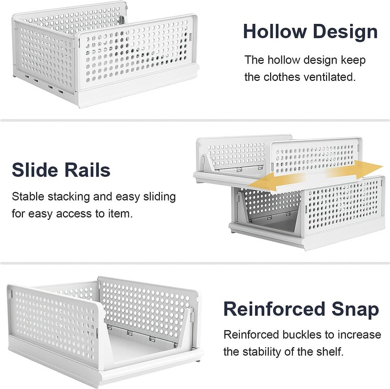 Leaffybezz Cloth Organizer For Wordrobe Stackable Storage BasketFoldable Closet Organizers Storage BinsDrawer Shelf Storage Container for Wardrobe Cupboard Kitchen Home Office 4 LayerLarge - Image 5