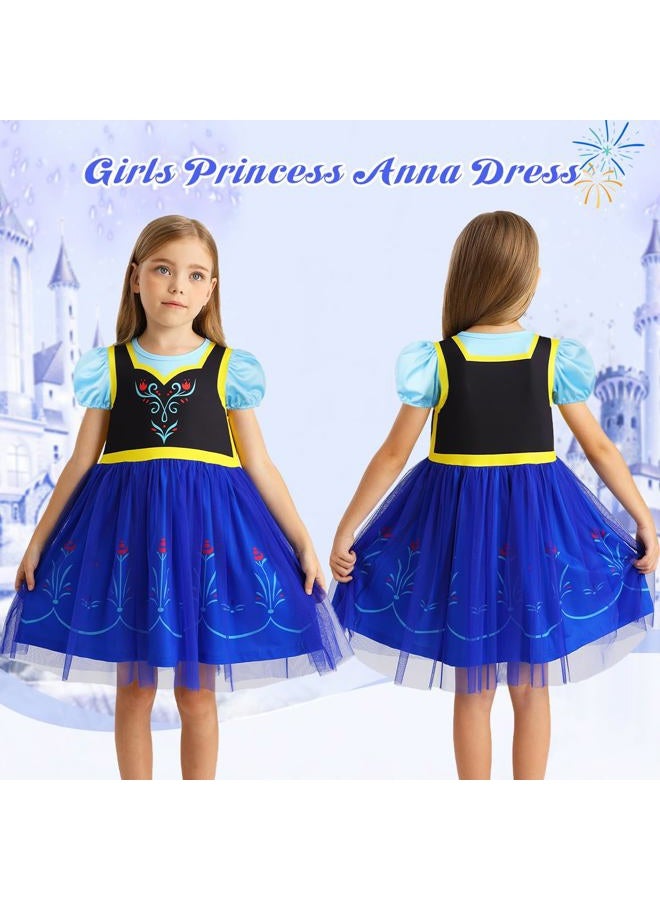 Benylion Princess Dress for Girls Halloween Cosplay Outfits Princess Costume Birthday Gift Fancy Party Dress, Blue, 5-6 years - Image 2
