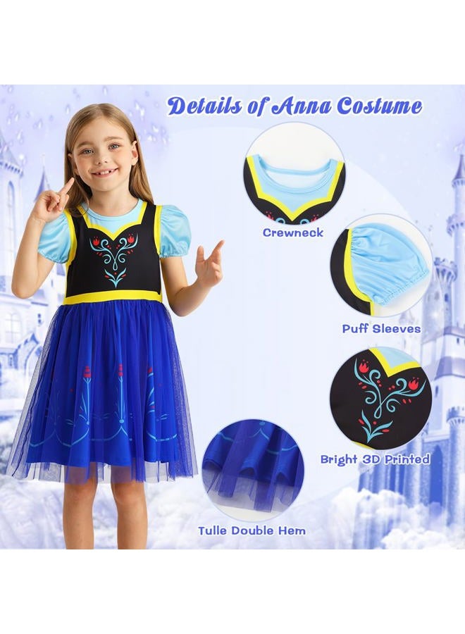 Benylion Princess Dress for Girls Halloween Cosplay Outfits Princess Costume Birthday Gift Fancy Party Dress, Blue, 5-6 years - Image 4