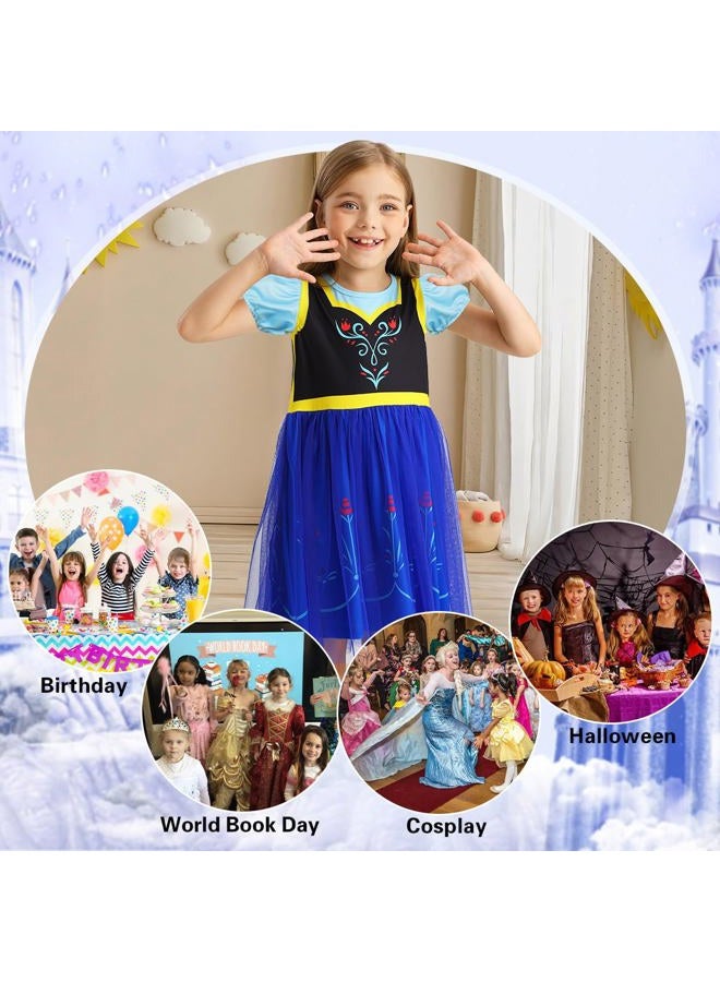 Benylion Princess Dress for Girls Halloween Cosplay Outfits Princess Costume Birthday Gift Fancy Party Dress, Blue, 5-6 years - Image 5