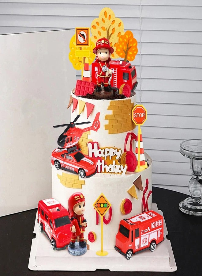 Knana 15Pcs Fire Truck Cake Toppers Fire Truck Birthday Decorations for Firefighter Birthday Party Favors - Image 5
