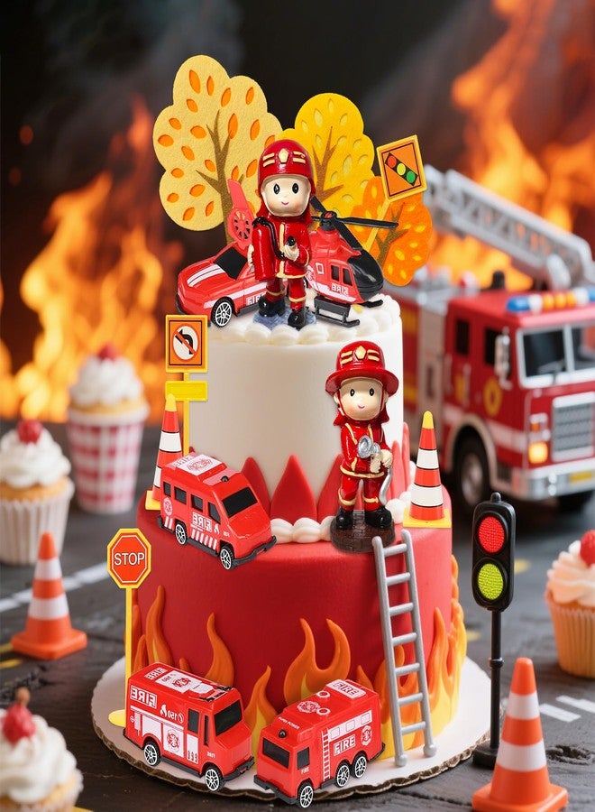 Knana 15Pcs Fire Truck Cake Toppers Fire Truck Birthday Decorations for Firefighter Birthday Party Favors - Image 3