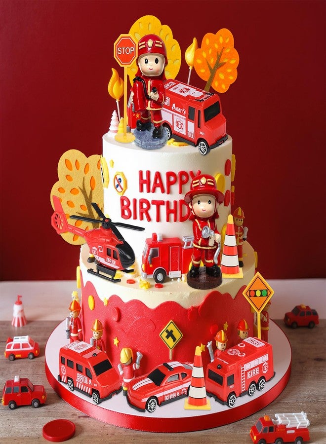 Knana 15Pcs Fire Truck Cake Toppers Fire Truck Birthday Decorations for Firefighter Birthday Party Favors - Image 4