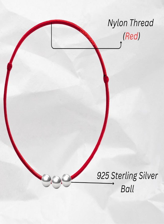DARSHRAJ 925 Sterling Silver Anklet with 3 Moving Ball on Red Thread | Handmade Jewelry for Women & Girls - Image 4