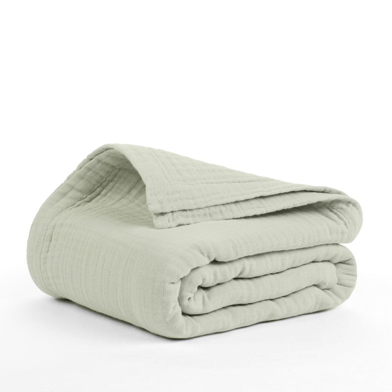 Salt Earth 100 Cotton Muslin Blanket Gauze Blanket 80X90 Queen 4 Layered for Couch Bed Living Room Lightweight  All Seasons Blankets  Throws Easy to washNature  Skin Friendly Sea Foam