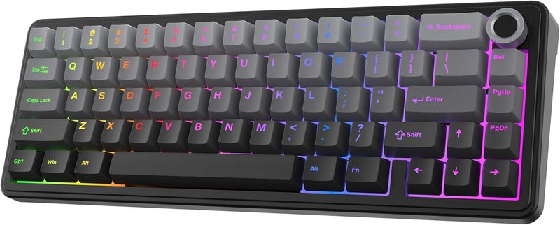 EPOMAKER X AULA F65 PRO Wireless Mechanical Gaming Keyboard, Hot-Swap, 5-Layer Padding, Creamy Gasket, Knob and Shine-Through PBT Keycap, RGB, BT/2.4GHz/USB-C (Gradient Grey, Reaper Switch) - Image 1