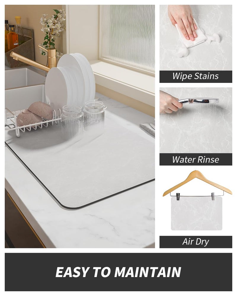 AMOAMI-Coffee Mat Hide Stain Rubber Backed Absorbent Dish Drying Mat for Kitchen Counter-Coffee Bar Accessories Fit Under Coffee Maker Coffee Machine Coffee Pot Espresso Machine Dish Rack - Image 4