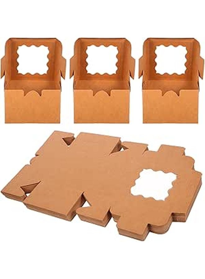 50pcs Small Kraft Paper Bakery Boxes Light Brown Pastry Packaging For Cupcakes Cookies - Image 1