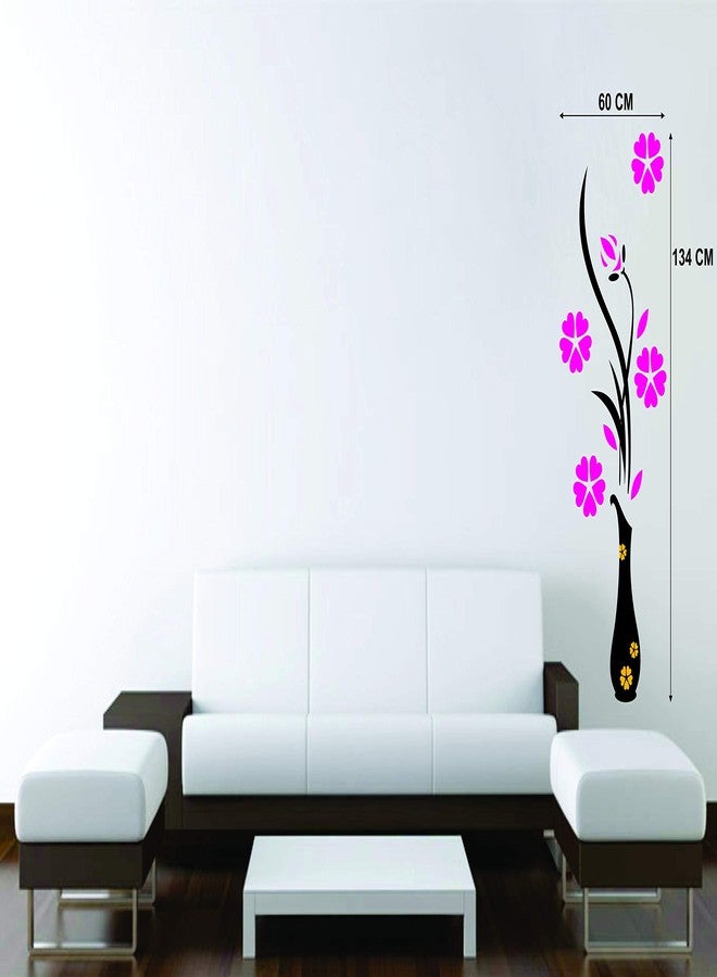 Walltech Combo Pack of Wall Stickers Flower vase Magenta (Covering Area 60 x 134 cms) with Flowers (Set of -5) Switch Board Sticker - Image 2