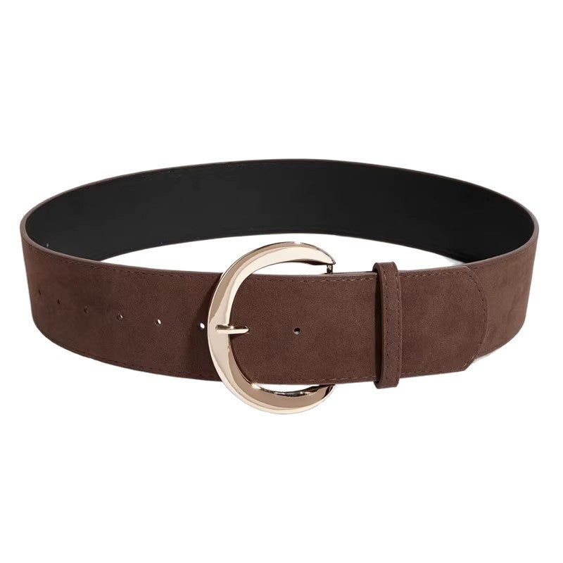 Women's Vintage Brown PU Wide Belt - Image 5