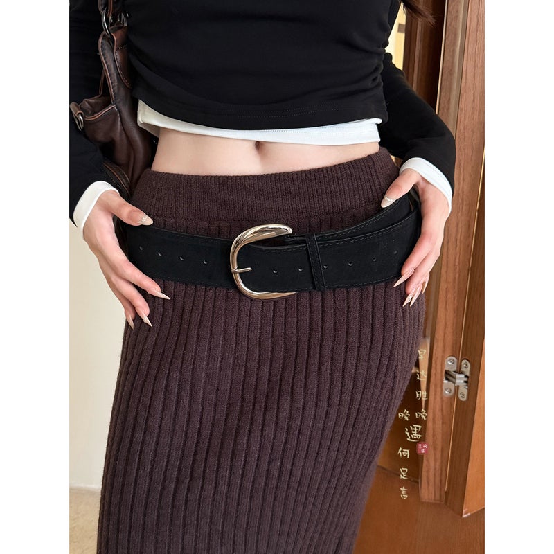 Women's Vintage Brown PU Wide Belt - Image 3