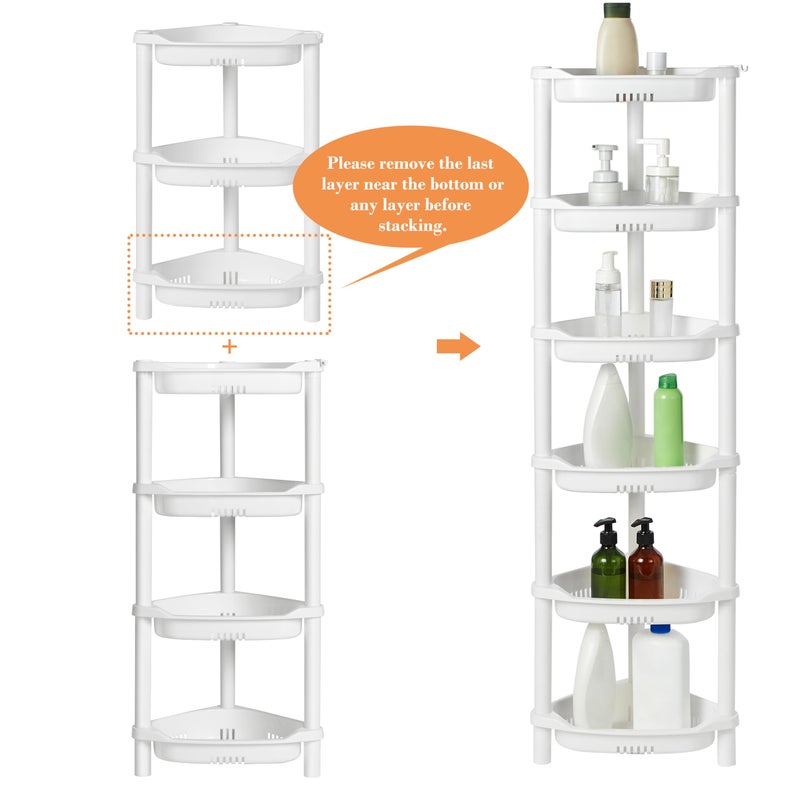 ELYKEN 3 Tier Shower Caddy Organizer Shelf Corner, 14.4 x 11.2 x 22.4 Inches, Rustproof, Plastic Shower Rack Stands for Inside Bathroom, Bathtub, White - Image 4