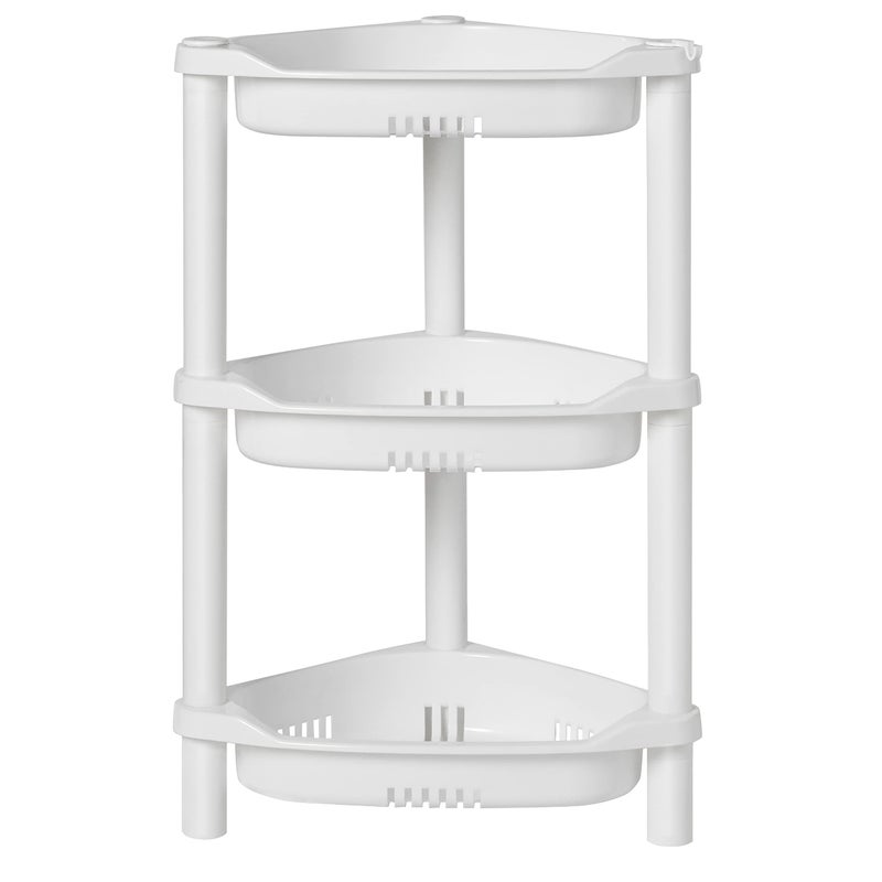 ELYKEN 3 Tier Shower Caddy Organizer Shelf Corner, 14.4 x 11.2 x 22.4 Inches, Rustproof, Plastic Shower Rack Stands for Inside Bathroom, Bathtub, White - Image 1