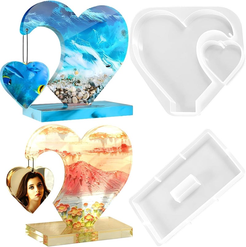 PEACORA Resin Mould Heart Large Silicone Mould Hanging Heart Shaped Picture Frame Photo Display for Anniversay gifiting DIY Crafts Home Decoration Wedding - Image 1