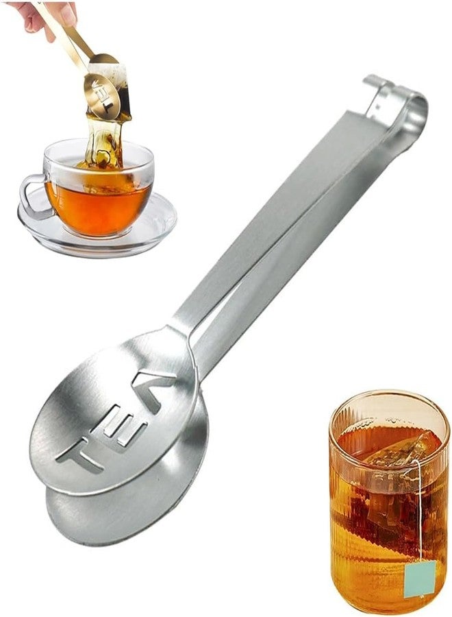 GANPUB Tea Tongs,Tea Bag Squeezer Tongs,Tea Bag Squeezer,Stainless Steel,Round Tea Filter Clamp,Tea Bag Strainer Clip Tea Holder for Gripping Tea Strainer Spoon for Ice Sugar Cubes Bar - Image 1