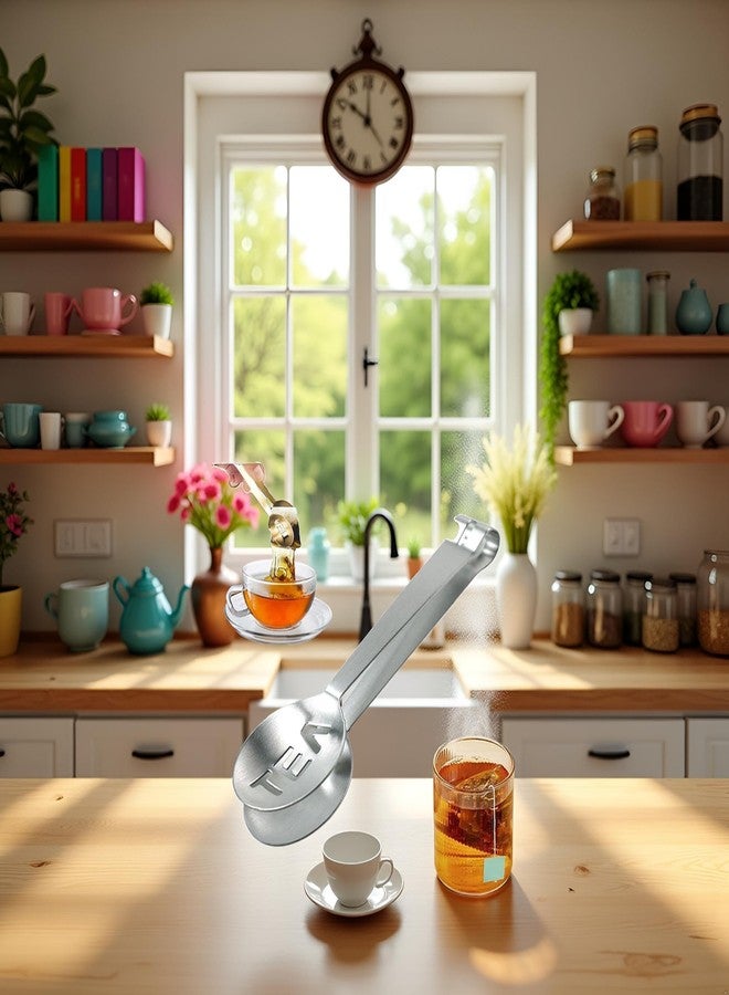 GANPUB Tea Tongs,Tea Bag Squeezer Tongs,Tea Bag Squeezer,Stainless Steel,Round Tea Filter Clamp,Tea Bag Strainer Clip Tea Holder for Gripping Tea Strainer Spoon for Ice Sugar Cubes Bar - Image 3