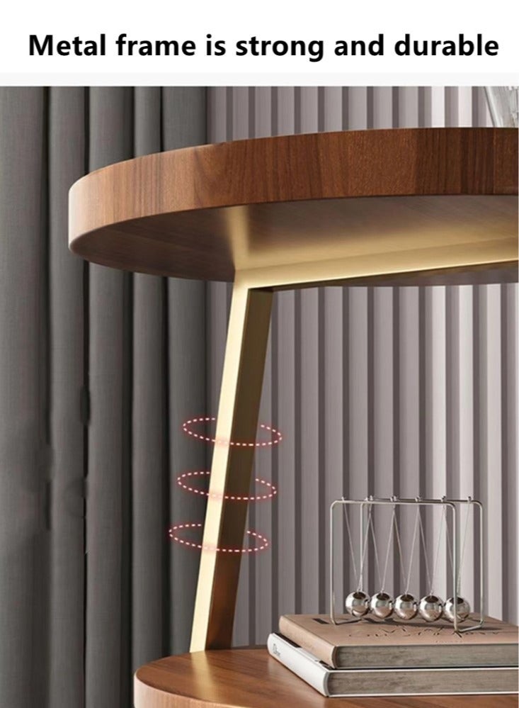 كوتيس 3-طبقات طاولة القهوة الشمال أريكة الجانب الزخرفية مساحة صغيرة غرفة المعيشة غرفة نوم فناء خمر نهاية الجدول بني/ذهبي 40x62 سم - Image 4