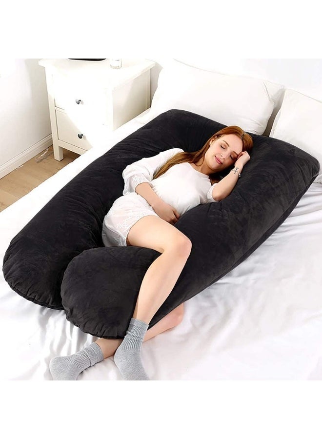 SUPAAR Pregnancy Pillow Full Body U Shaped Pillow Maternity Pillow with Zipper & Velvet Removable Cover for Pregnant Women Nursing Side Sleeping - Image 1