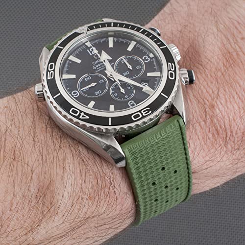 StrapHabit Quick Release Tropical Style FKM Rubber Watch Strap Band 18mm, 19mm, 20mm, 21mm, 22mm (Green, 21mm) - Image 4
