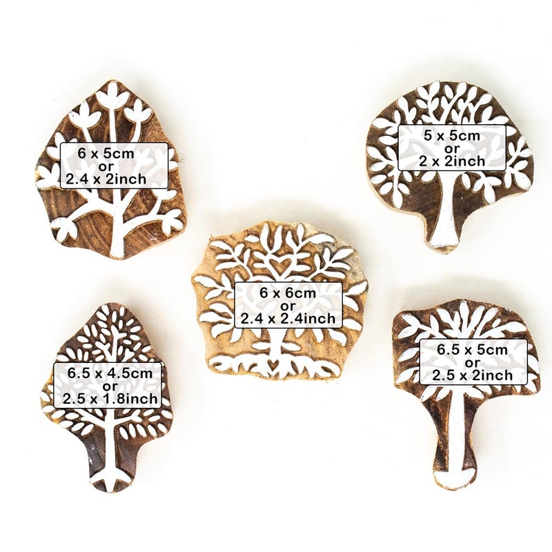 TWOGRAMS | Set of 5 | Wooden Indian Traditional Design Printing Stamps/Blocks for Printing Saree Border/Dresses/Craft Card Making/Scrapbook/Clay Pottery - Image 4